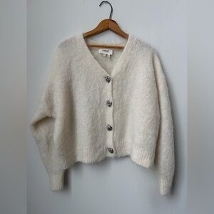 ba&sh THEUS Oversized Alpaca Cardigan | Off White Ecru Cream | Size XS (Fits S)